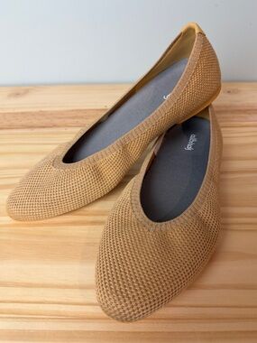 Allbirds Tree Breezers Point Forage Tan Knit Ballet Flats Women's 9 Slip On